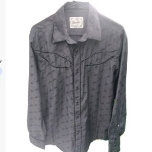 Wrangler Snap Western Shirt Medium Grey Gray Rodeo Vintage Cowboy